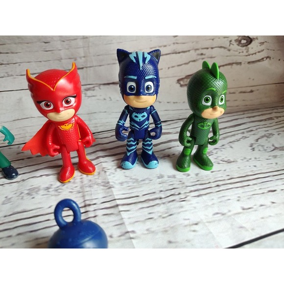 Pj Mask Lot Of 5 Figures And Ball Cat Boy Owlet Gekko Romeo Villan Cake Toppers - Picture 2 of 8